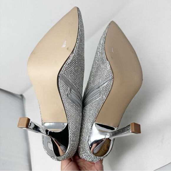 Steve Madden Crystal Rhinestone Silver Heeled Boots Seylah Size 11 - Picture 7 of 8